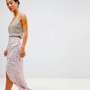 ASOS DESIGN Petite maxi embellished wrap skirt US SIZE 10 New with tags